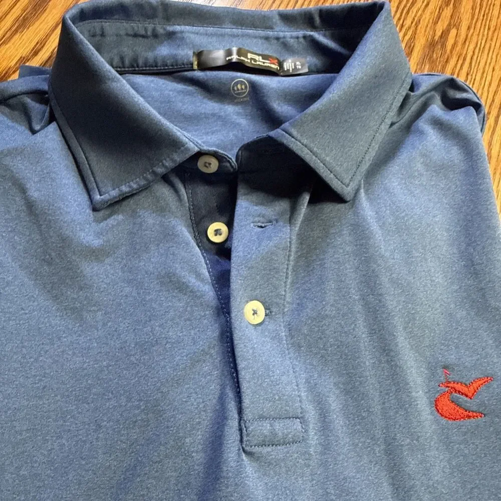 Caves Valley RLX Ralph Lauren Golf Polo Shirt Men's XL Blue Performance Stretch